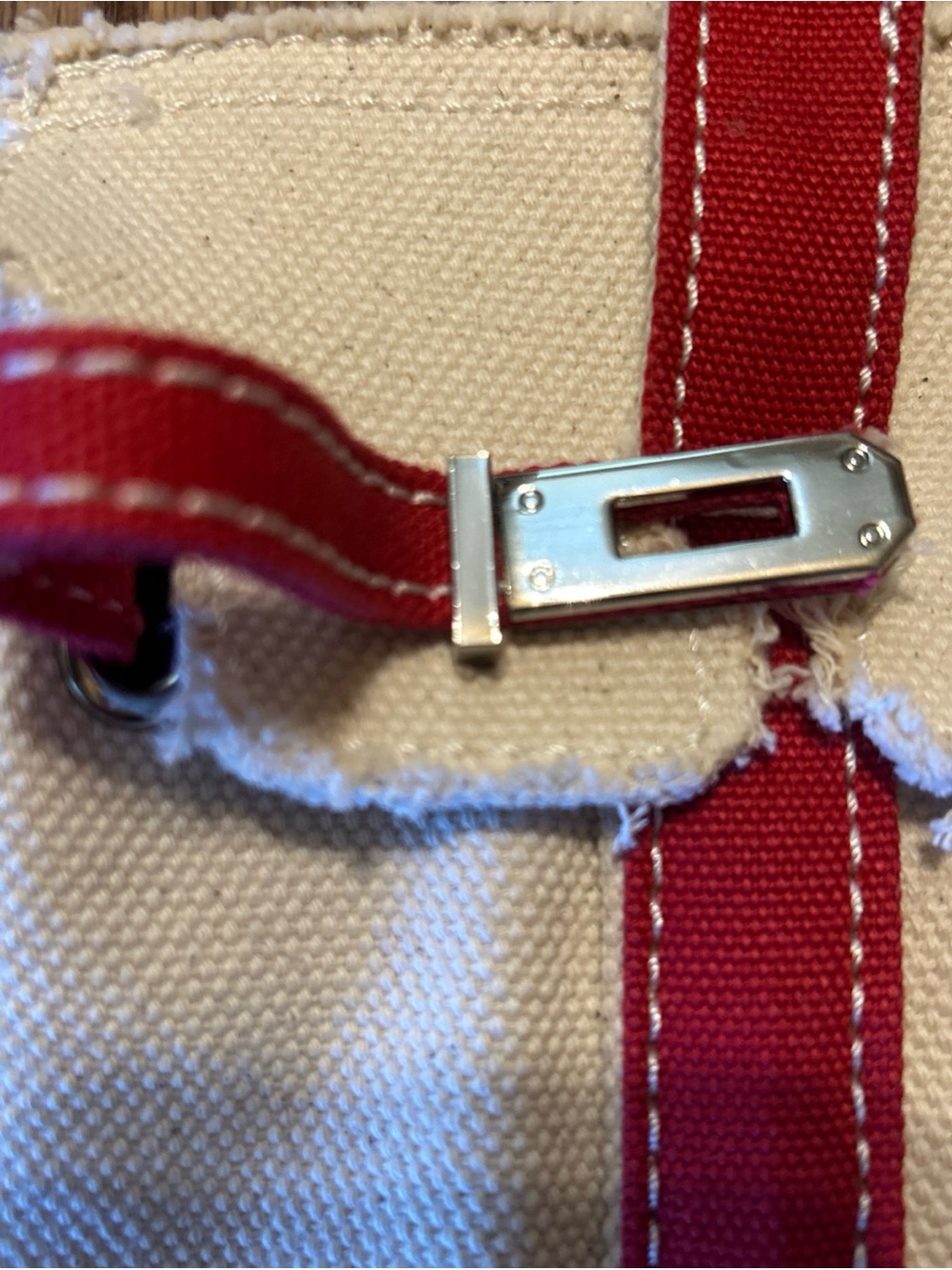 NEW Viral Sunwin Boatkin Small Tote Cream canvas/Red Handles Beach Wirkincore - Picture 4 of 13